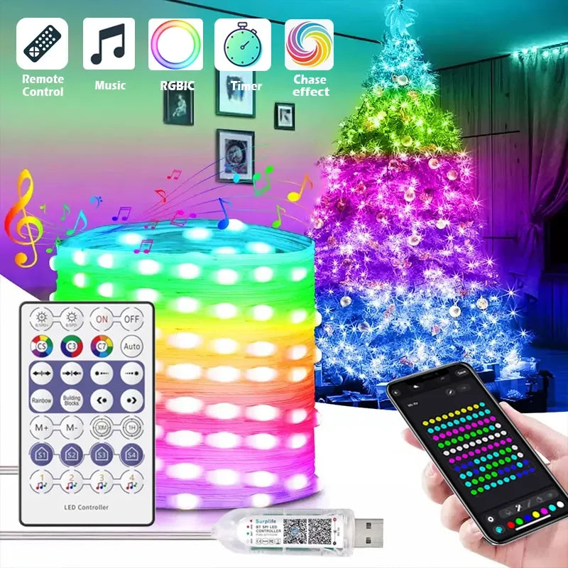 LUCES NAVIDEÑAS LED INTELIGENTES CON CONTROL Y APP